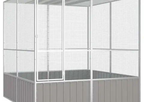 Colivie pentru păsări gri 213,5x217,5x211,5 cm oțel galvanizat - 1/5