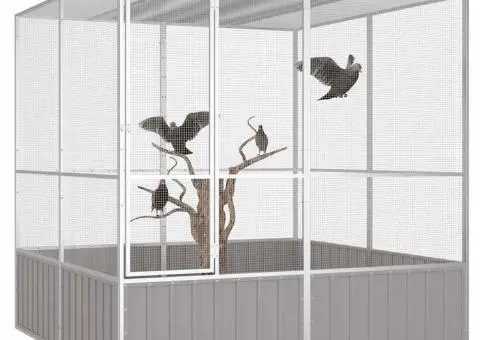 Colivie pentru păsări gri 213,5x217,5x211,5 cm oțel galvanizat - 2/5