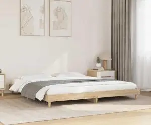 vidaXL Cadru pat fără saltea stejar sonoma, 180x200cm, lemn prelucrat