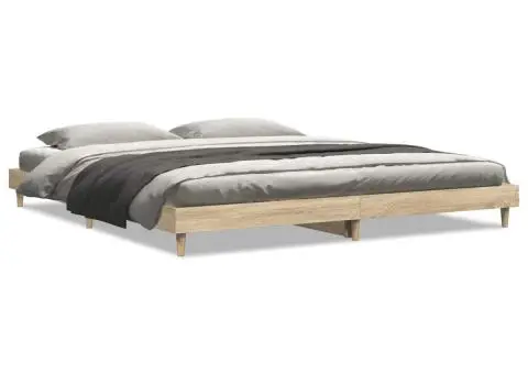 Cadru pat fără saltea stejar sonoma, 180x200cm, lemn prelucrat - 4/5