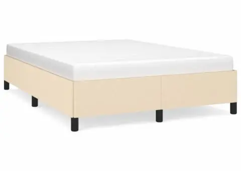 Cadru de pat fără saltea, crem, 140x200 cm, textil - 2/5