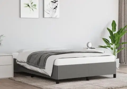 Cadru de pat fără saltea, gri închis, 140x200 cm, textil - 1/5