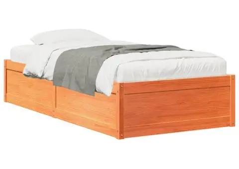 Cadru pat fără saltea, maro ceruit, 100x200 cm, lemn masiv pin - 2/5