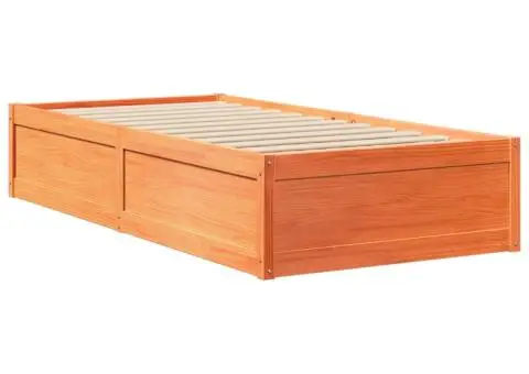 Cadru pat fără saltea, maro ceruit, 100x200 cm, lemn masiv pin - 3/5