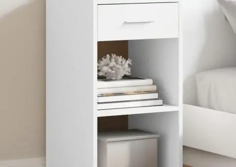 Noptiere, 2 buc., alb, 35x34x65 cm, lemn compozit - 1/5