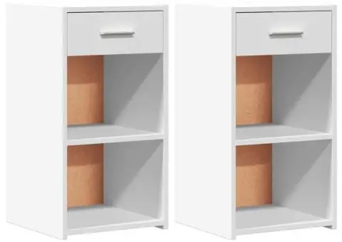 Noptiere, 2 buc., alb, 35x34x65 cm, lemn compozit - 2/5