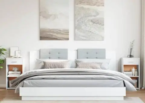 Noptiere, 2 buc., alb, 35x34x65 cm, lemn compozit - 3/5