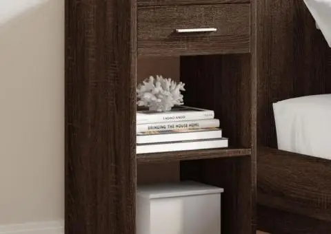 Noptiere, 2 buc., maro, 35x34x65 cm, lemn prelucrat - 1/5