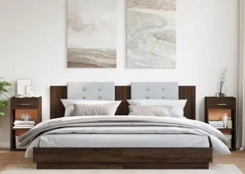 Noptiere, 2 buc., maro, 35x34x65 cm, lemn prelucrat - 3/5