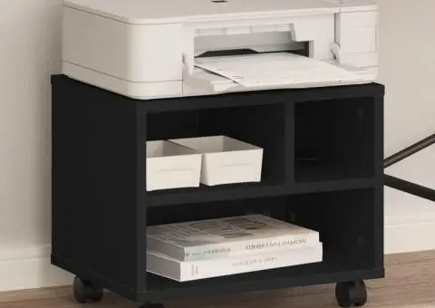 Suport pentru imprimantă cu roți, negru, 41x32x34,5 cm - 1/5