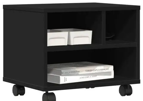 Suport pentru imprimantă cu roți, negru, 41x32x34,5 cm - 4/5