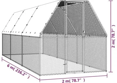 Coteț de pui, 2x6x2 m, oțel galvanizat - 5/5