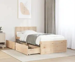 vidaXL Cadru de pat fără saltea, 75x190 cm, lemn masiv de pin