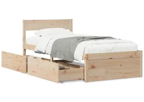 Cadru de pat fără saltea, 75x190 cm, lemn masiv de pin - 2/5