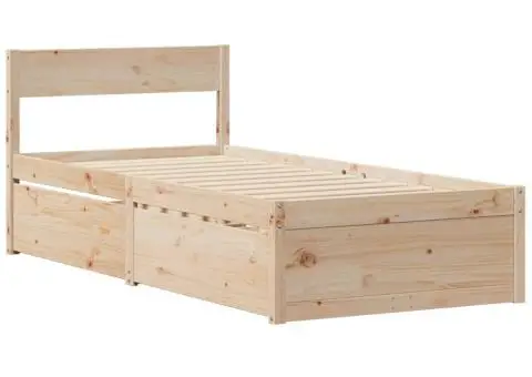 Cadru de pat fără saltea, 75x190 cm, lemn masiv de pin - 3/5