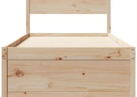 Cadru de pat fără saltea, 75x190 cm, lemn masiv de pin - 4/5