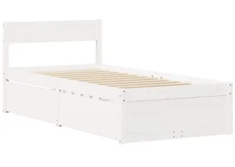 Cadru pat fără saltea, alb, 90x190 cm, lemn masiv de pin - 3/5