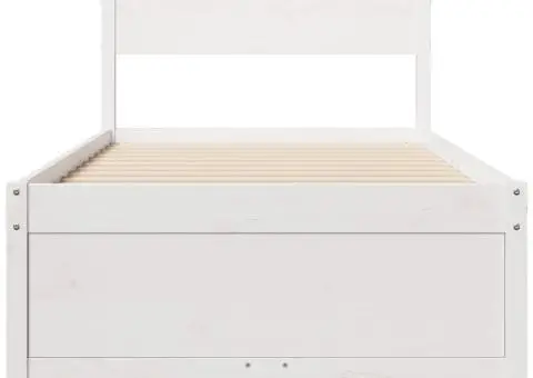 Cadru pat fără saltea, alb, 90x190 cm, lemn masiv de pin - 4/5