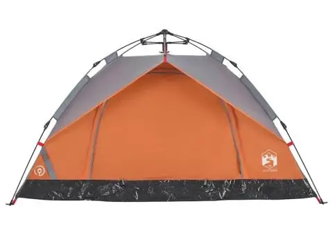 Cort camping cupolă 3 persoane, gri/portocaliu, setare rapidă - 5/5