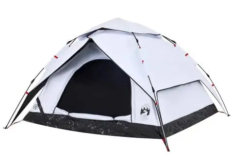 Cort de camping 5 persoane, alb opac, setare rapidă, țesătură - 4/5