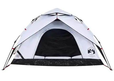 Cort de camping 5 persoane, alb opac, setare rapidă, țesătură - 5/5