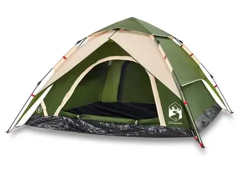 Cort de camping cupolă 4 persoane, setare rapidă, verde - 2/5