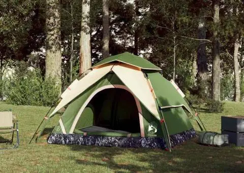 Cort de camping cupolă 4 persoane, setare rapidă, verde - 3/5
