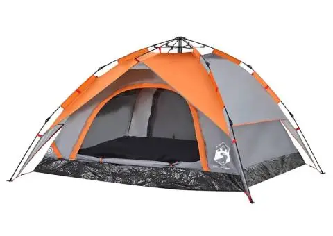 Cort camping cupolă 4 persoane, gri/portocaliu, setare rapidă - 5/5