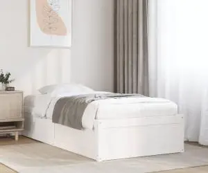 vidaXL Cadru de pat fără saltea, alb, 90x200 cm, lemn masiv pin