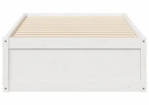 Cadru de pat fără saltea, alb, 90x200 cm, lemn masiv pin - 4/5