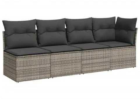 Set canapele de grădină cu perne, 8 piese, gri, poliratan - 4/5