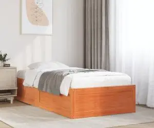 vidaXL Cadru pat fără saltea, maro ceruit, 90x190 cm, lemn masiv pin
