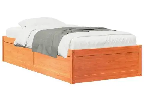 Cadru pat fără saltea, maro ceruit, 90x190 cm, lemn masiv pin - 2/5