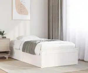 vidaXL Cadru de pat fără saltea, alb, 75x190 cm, lemn masiv de pin
