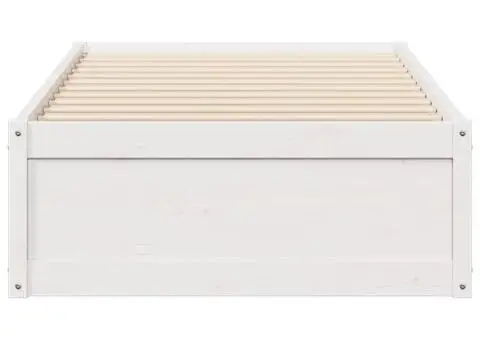 Cadru de pat fără saltea, alb, 75x190 cm, lemn masiv de pin - 4/5