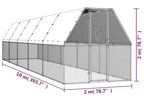 Coteț de păsări, 2x10x2 m, oțel galvanizat - 5/5