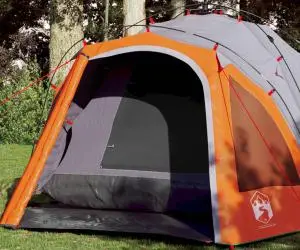 vidaXL Cort camping cupolă 3 persoane, gri/portocaliu, setare rapidă