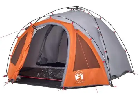 Cort camping cupolă 3 persoane, gri/portocaliu, setare rapidă - 4/5