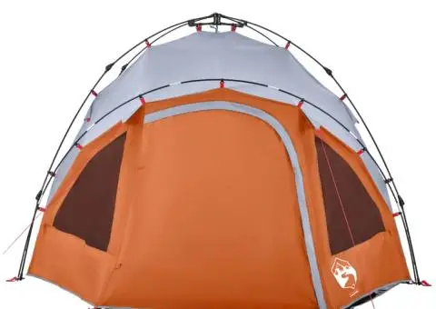 Cort camping cupolă 3 persoane, gri/portocaliu, setare rapidă - 5/5