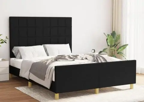 Cadru de pat fără saltea, negru, 140x190 cm, textil - 1/5