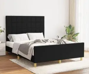 vidaXL Cadru de pat fără saltea, negru, 140x190 cm, textil