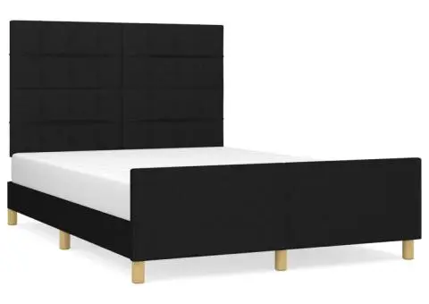 Cadru de pat fără saltea, negru, 140x190 cm, textil - 2/5