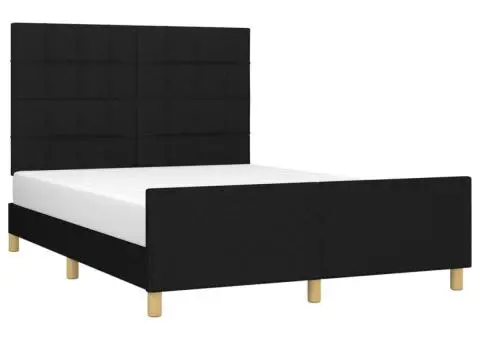Cadru de pat fără saltea, negru, 140x190 cm, textil - 3/5