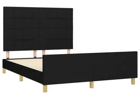 Cadru de pat fără saltea, negru, 140x190 cm, textil - 4/5