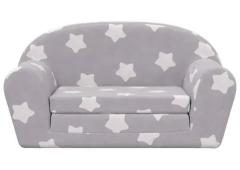 Canapea extensibilă copii 2 locuri gri deschis/stele pluș moale - 3/5