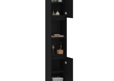 Dulap de baie, negru, 30x30x190 cm, lemn prelucrat - 4/5