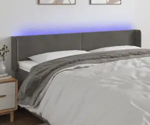 vidaXL Tăblie de pat cu LED, gri închis, 163x16x78/88 cm, catifea