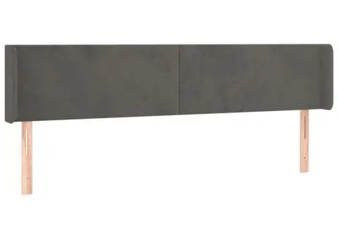 Tăblie de pat cu LED, gri închis, 163x16x78/88 cm, catifea - 3/5