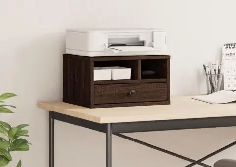 Suport imprimantă, maro, 40x32x22,5cm, lemn prelucrat - 3/5