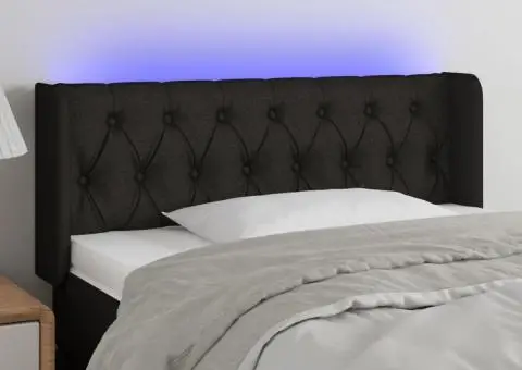 Tăblie de pat cu LED, negru, 93x16x78/88 cm, textil - 1/5